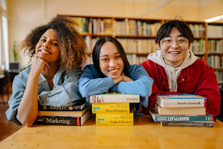 Students collaborating on campus